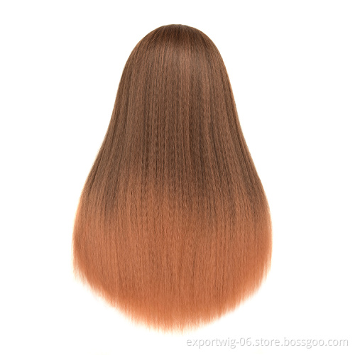 Cheap price synthetic headband wig afro kinky curly yaki straight Synthetic Hair Wigs for black women